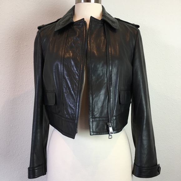 Burberry lamb skin leather Moto jacket EUC Sz. 8 - Picture 4 of 8